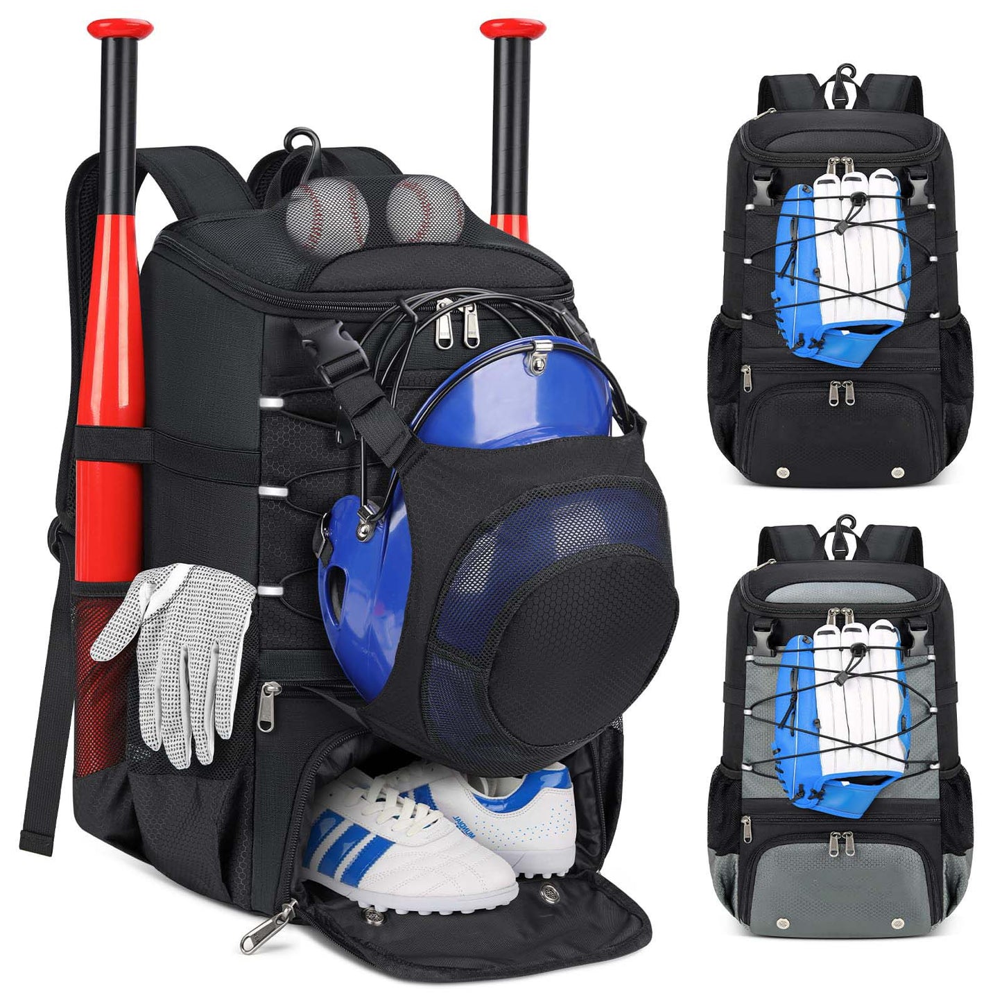 Unisex Sportlicher Baseball-Rucksack mit speziellen Fächern für Equipment Brehn