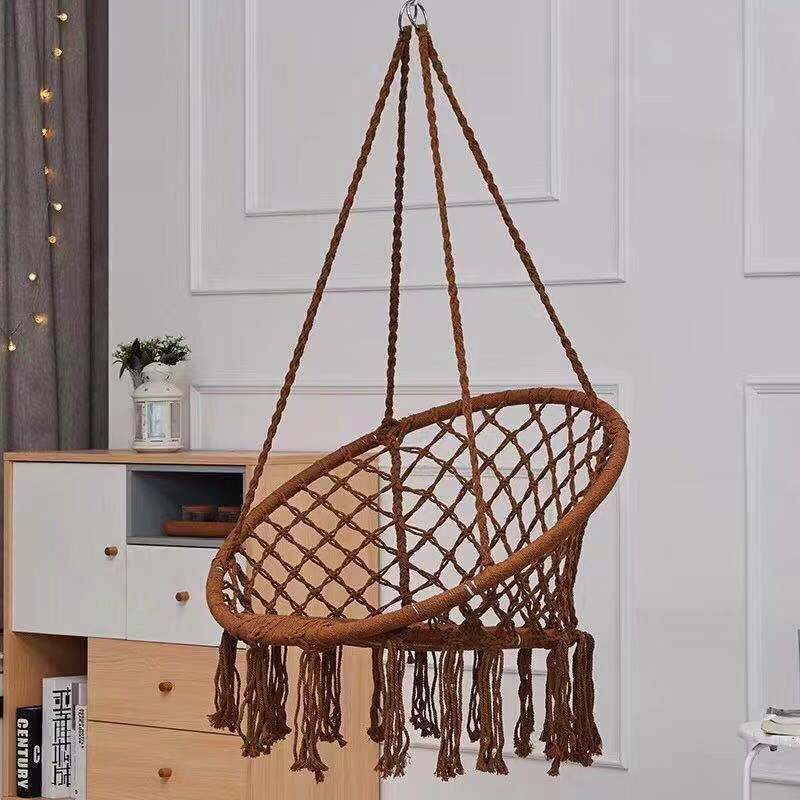 Macrame hängende Schwingstuhl boho gewebte Fransen Innen Außen Hängematte Sitz Brehn