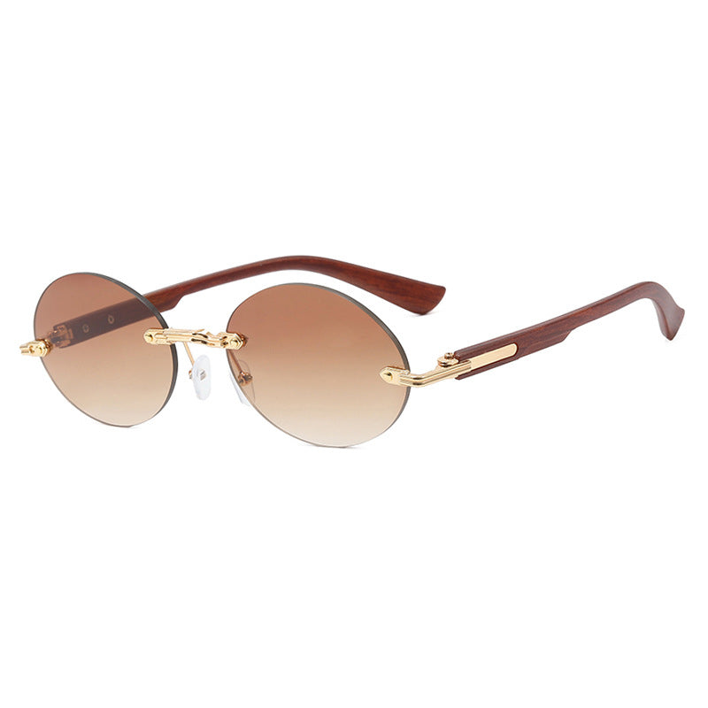 Damen runde Sonnenbrille mit elegantem Holzrahmen und UV-Schutz Brehn