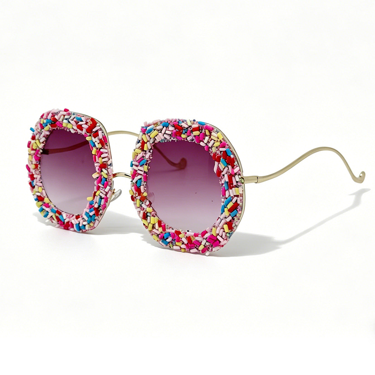 Damen kreative Designer-Sonnenbrille mit buntem Schmuckrahmen Brehn