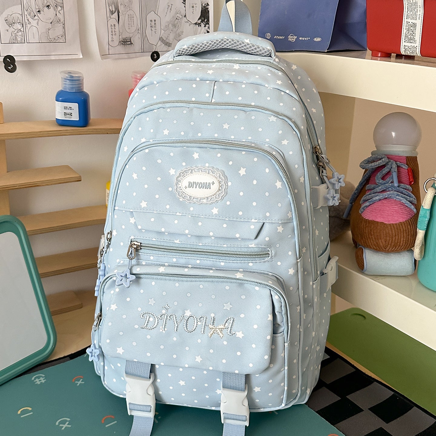 Kinder Fantasie Sterne-Druck Schul Rucksack