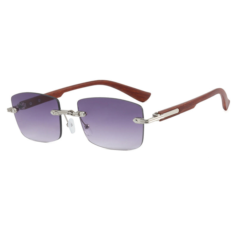 Damen quadratische Sonnenbrille mit Holzrahmen und gradienten Gläsern Brehn