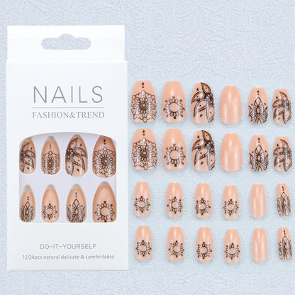 Künstlerisches Grafik Press-On Nagelset Brehn