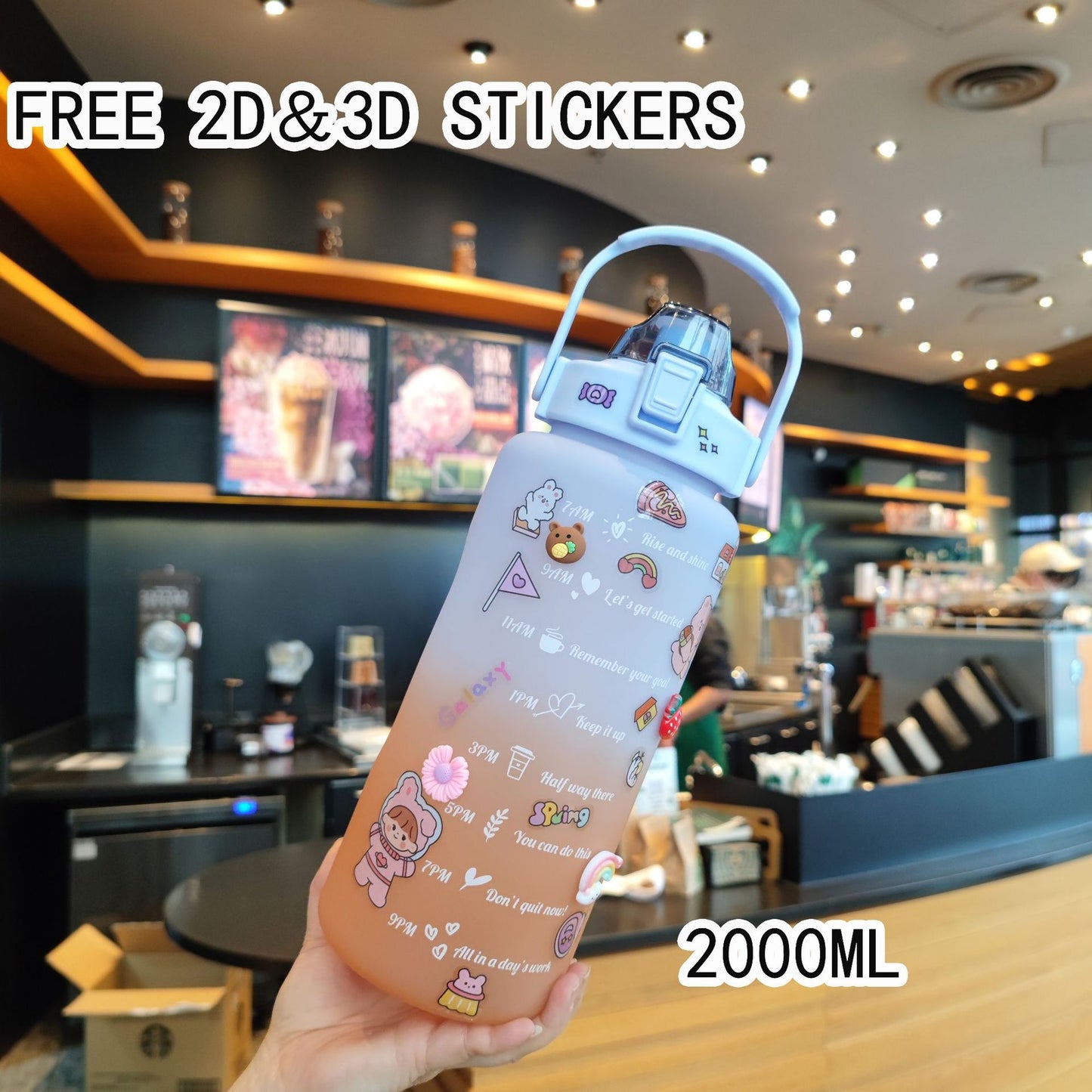 Damen Motivierende Trinkflasche mit interaktivem Sticker-Set Brehn