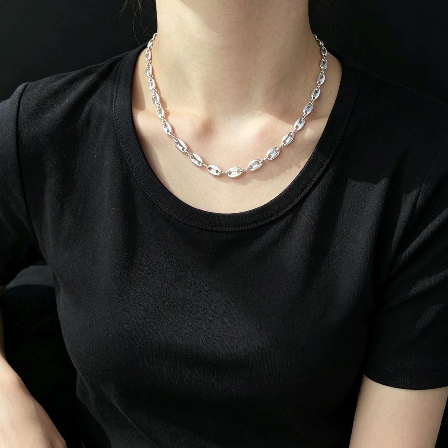 Moderne Chunky Verbundene Kettenhalskette Brehn