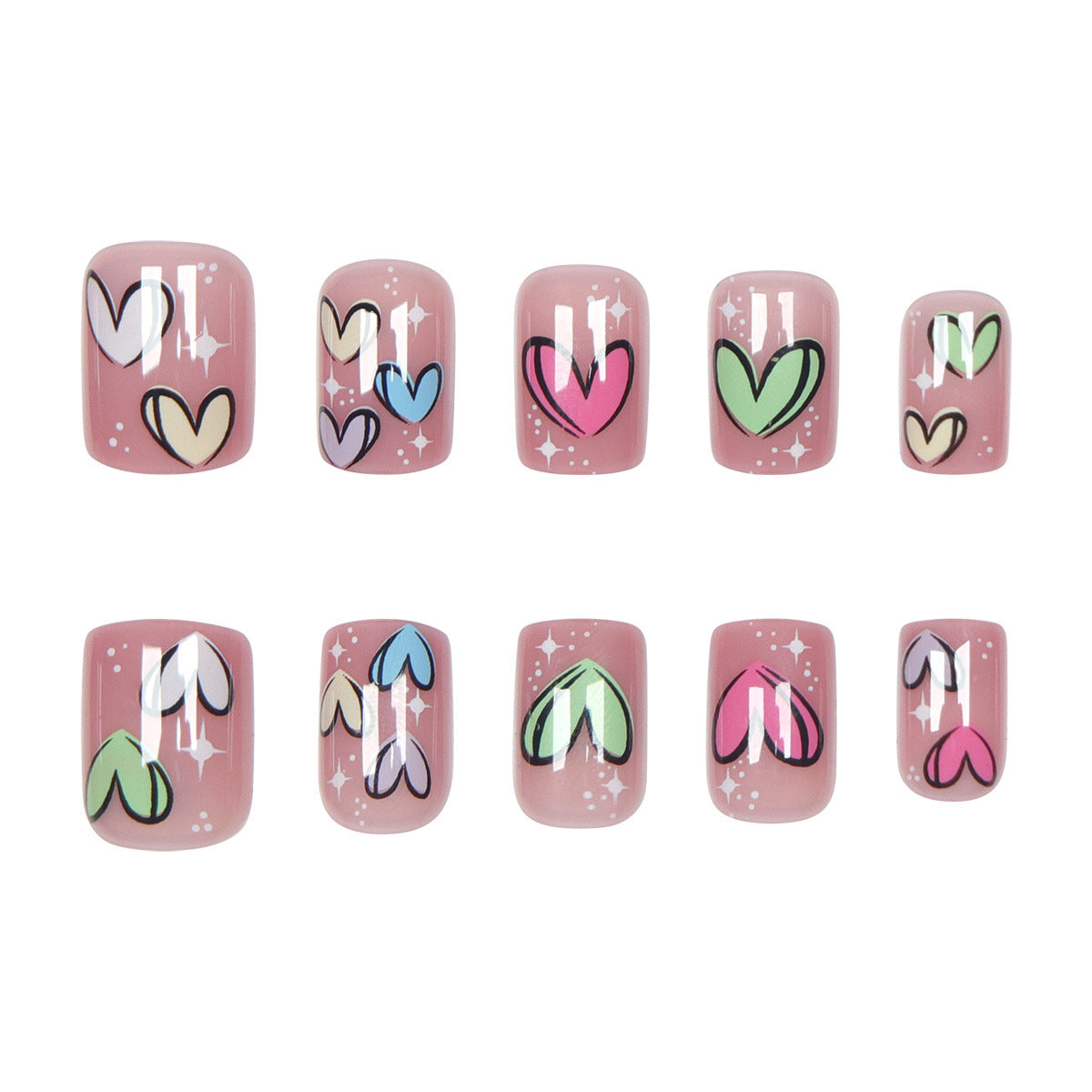 Herz-Design Press-On Nail Set Brehn