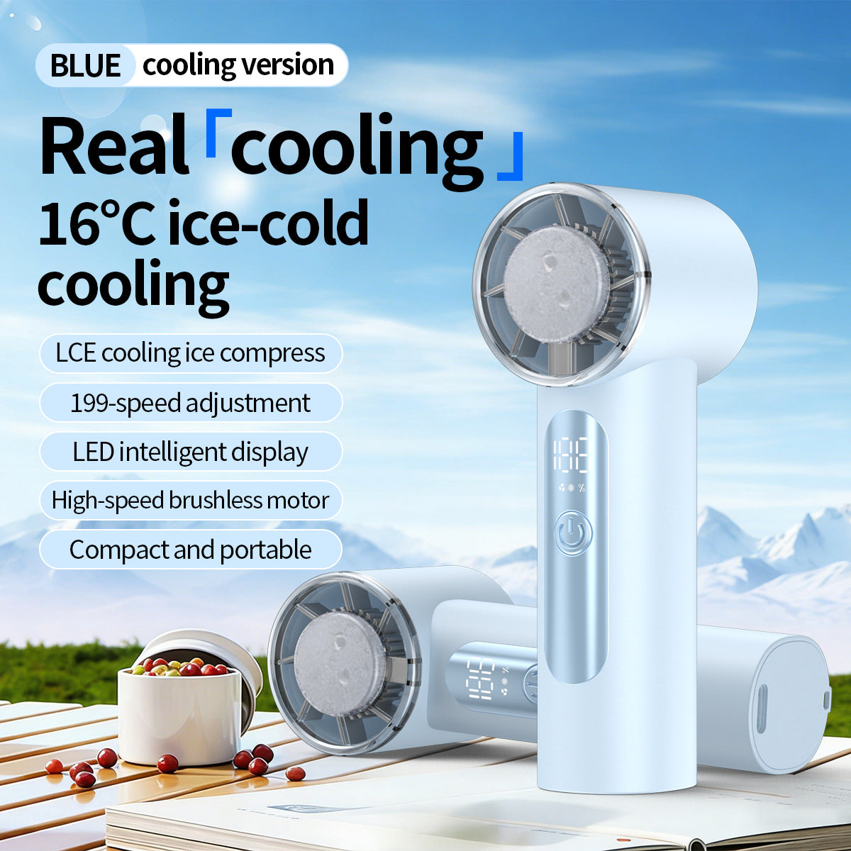 Unisex nan Handheld-Kühlventilator mit Eispatrone und LED-Display Brehn