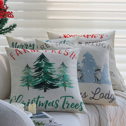 Quadratischer Weihnachts-Kissenbezug mit Rudolph-Druck und Baumwoll-Leinen-Optik Brehn