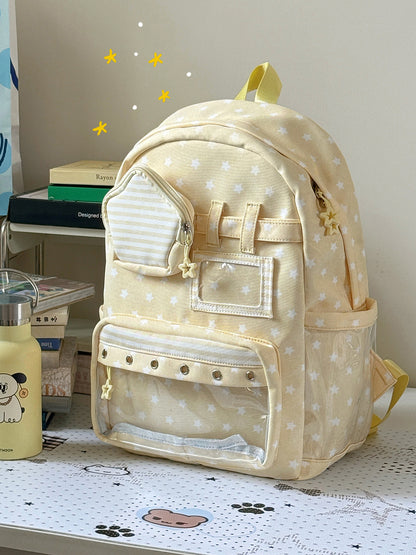 Stilvoller Mehrfach-Taschen Klar-Panel Rucksack Brehn