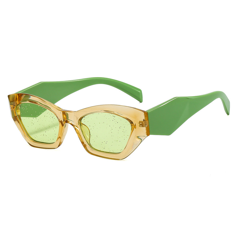 Damen geometrische Designer-Sonnenbrille mit funkelndem Rahmen Brehn