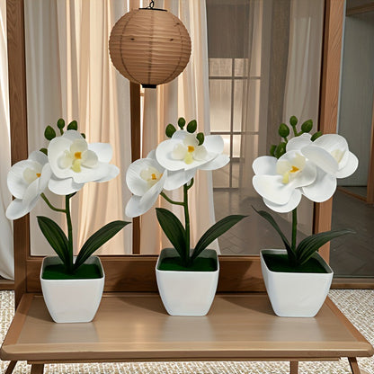 Dekorative künstliche Orchideenarrangement für die Wohnkultur展示