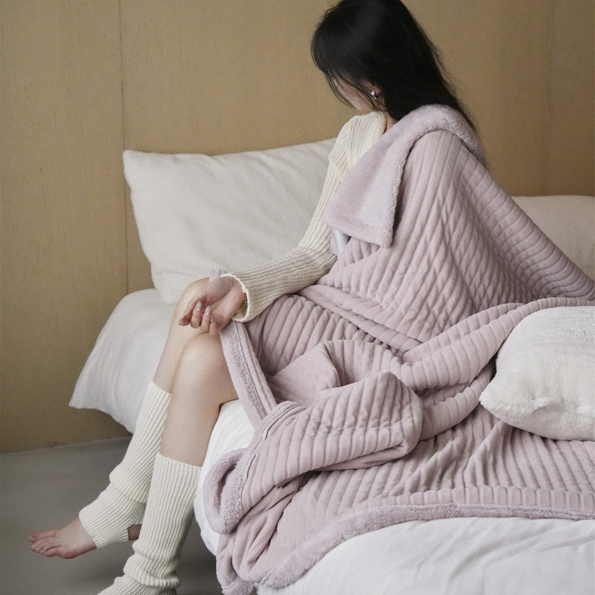 Gepolsterte Plüsch wendbare Kuscheldecke