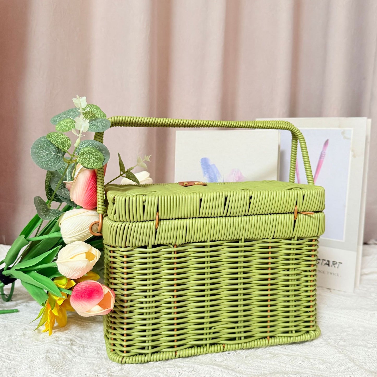 Damen Handgefertigter Rattan Picknickkorb Brehn