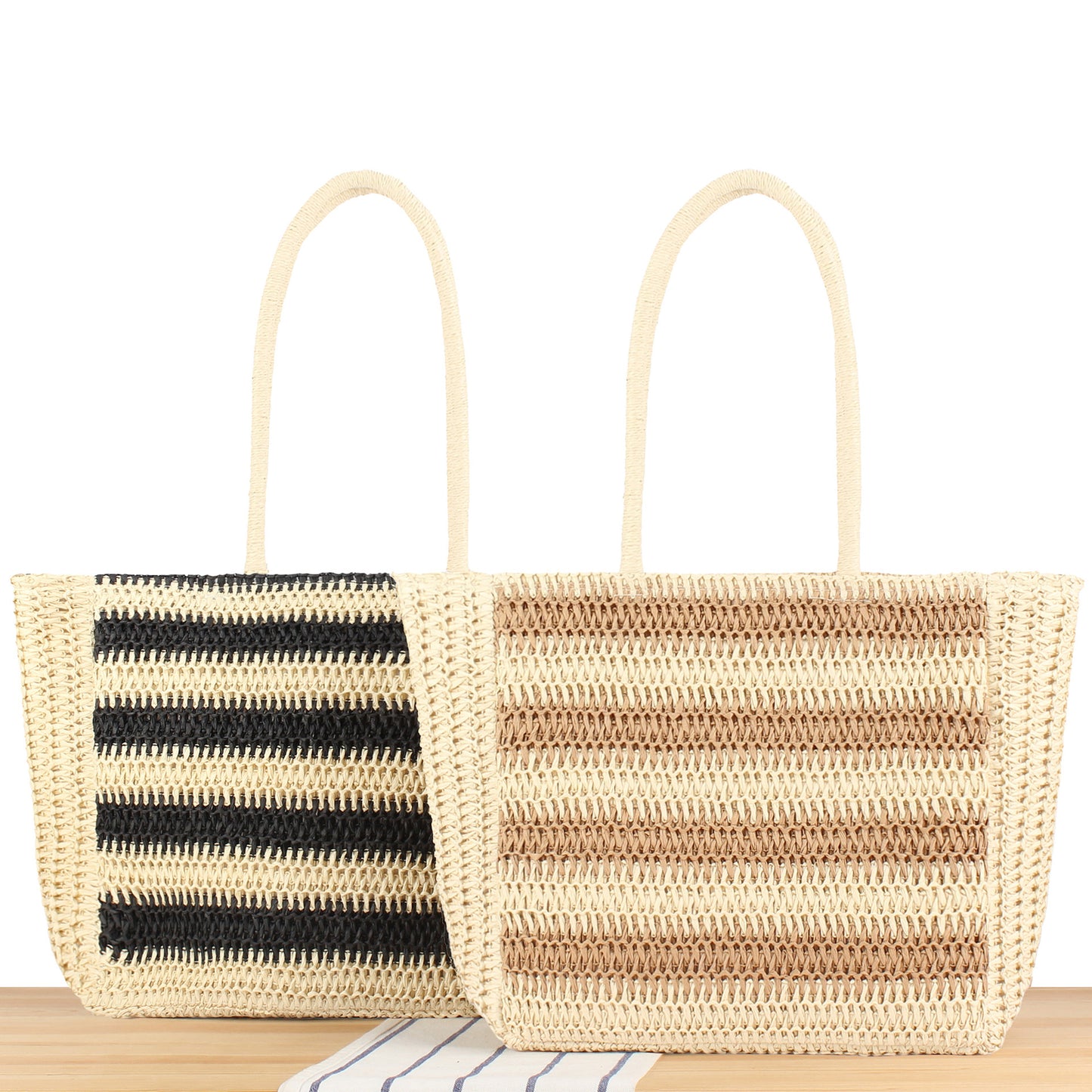 Geräumige Strandschultertasche Aus Handgewebtem Material Brehn