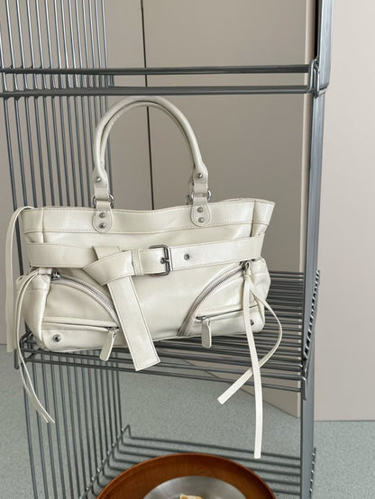 Strukturierte Leder-Handtasche