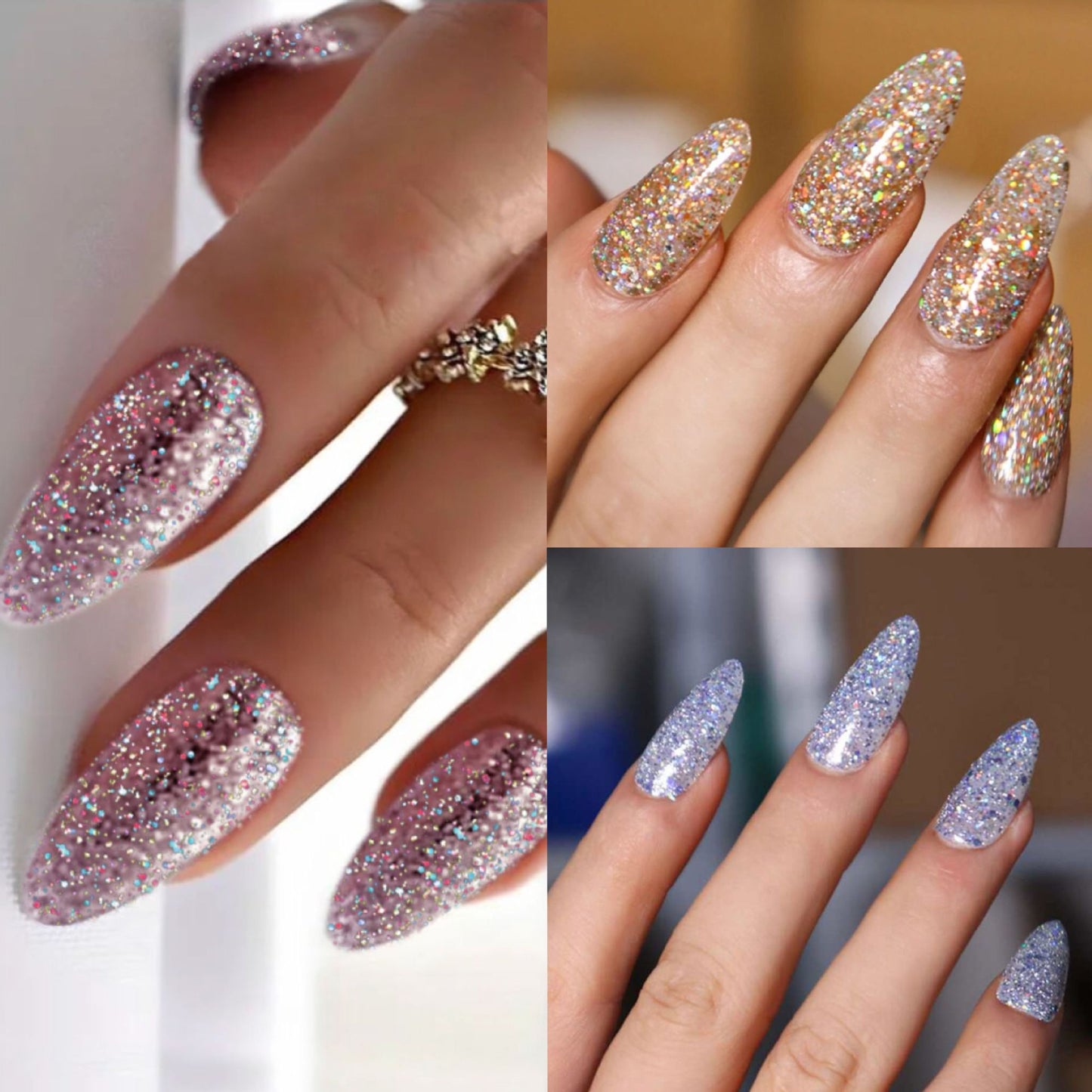 Glitzerndes Stiletto Press-On Nagel Set Brehn