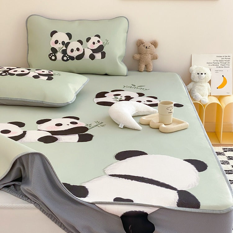 Kinder-Bettwaren-Set mit Monster-Print, Spannbettlaken und Zierkissen aus weicher Mikrofaser