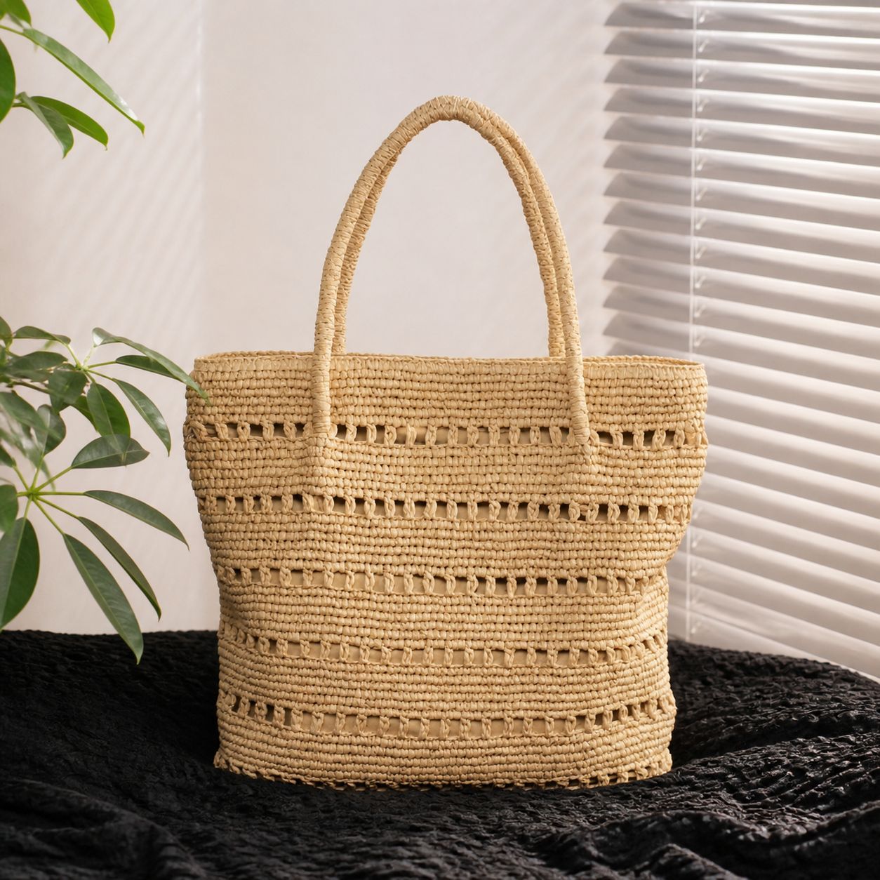 Handgefertigte Strandtasche mit Offenem Gewebemuster Brehn
