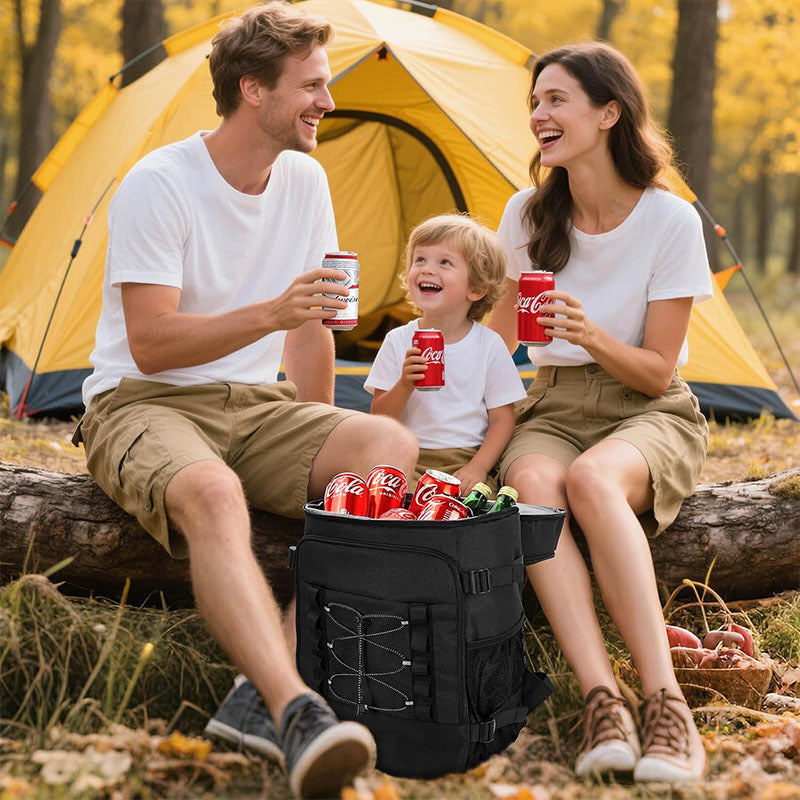 Unisex nan isolierter Kühlrucksack für Picknick und Camping mit seitlichen Flaschenhaltern, Außentasche für Smartphone und elastischem Spanngurt Brehn