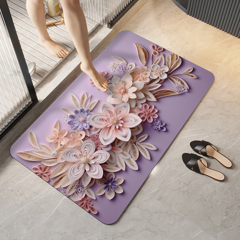Künstlerisches Floral Design Badezimmermatte Brehn