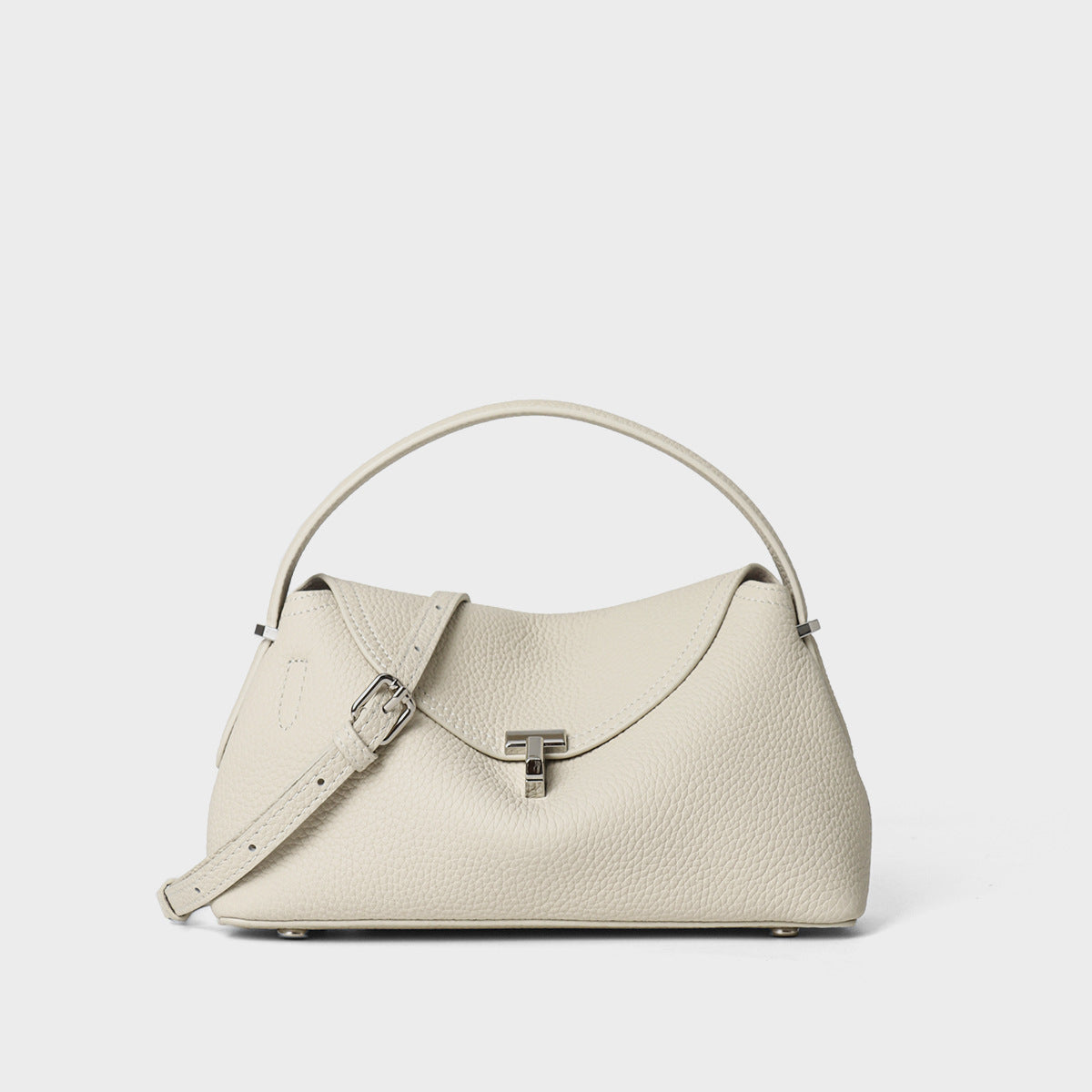 Gekurvte Umschlag-Top-Handle-Pebbled Satchel mit abnehmbarem Crossbody-Riemen