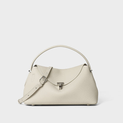 Gekurvte Umschlag-Top-Handle-Pebbled Satchel mit abnehmbarem Crossbody-Riemen