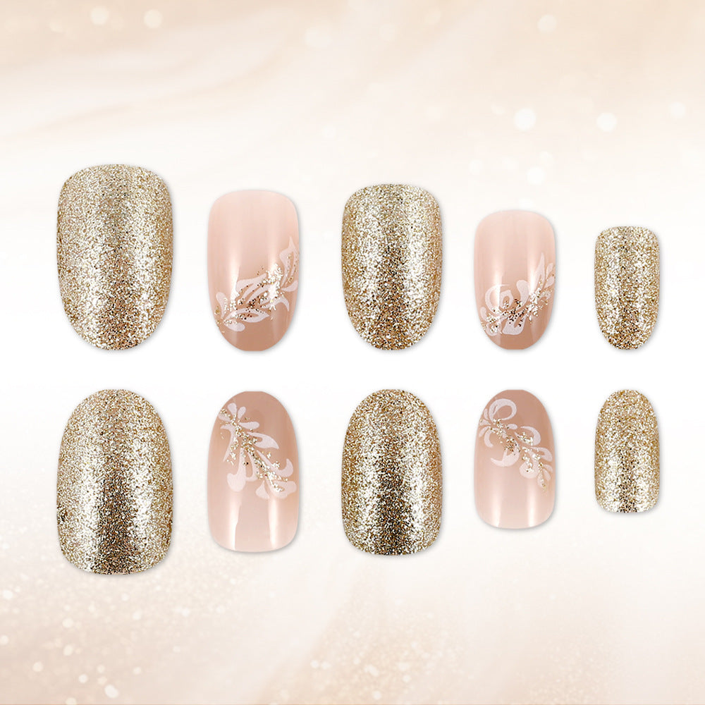 Elegante florale Glitzer-Press-On-Nägel Brehn