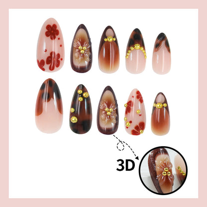 Kunstnagel Set mit romantischen floralen Designs und hochwertigen Verzierungen Brehn