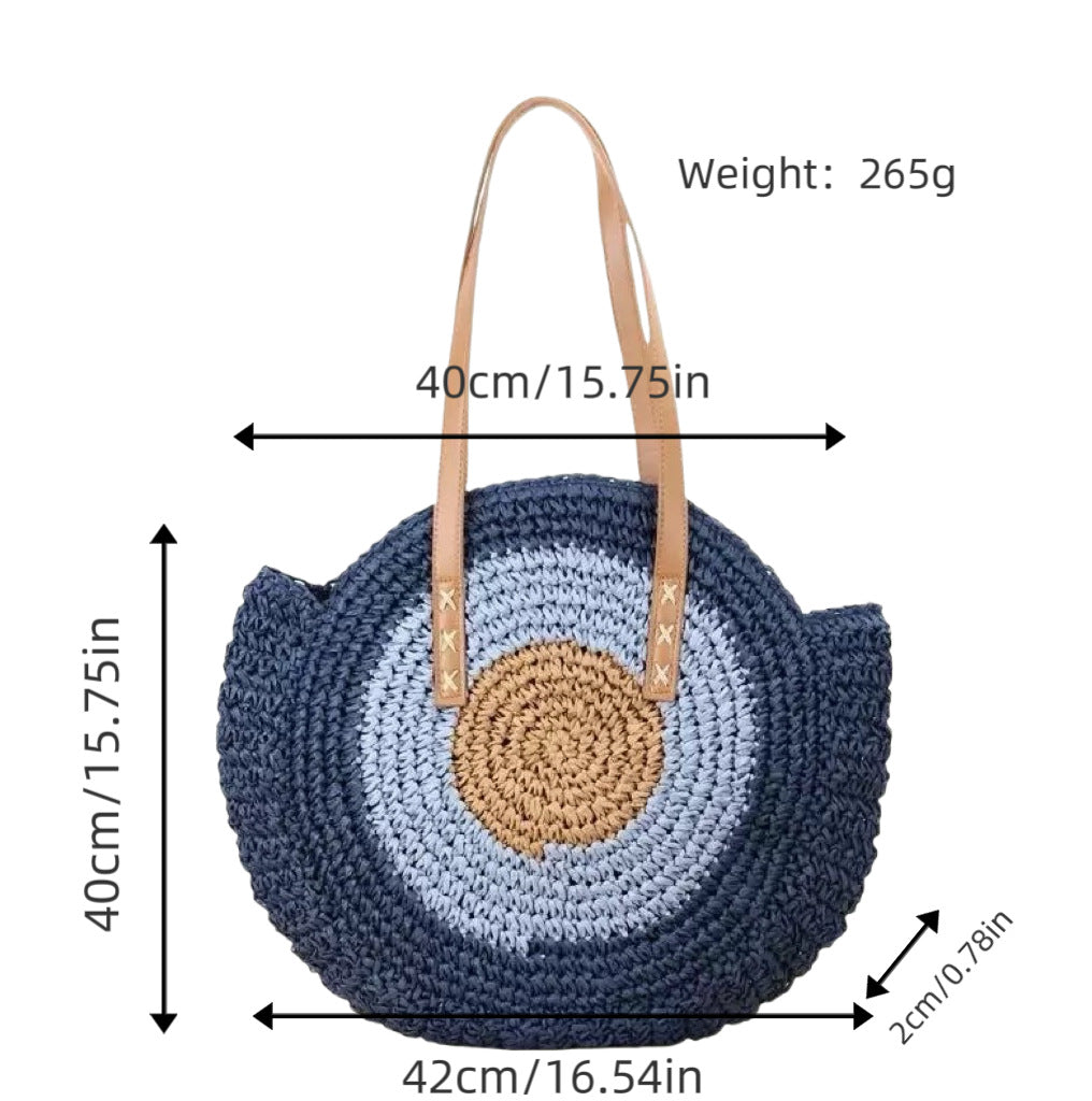 Geflochtene Korbtasche mit Einzigartigem Runddesign und Eleganten Trageriemen Brehn