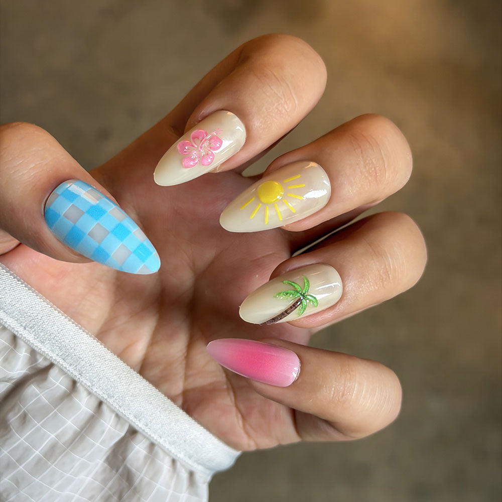 Tropisches Thema Press-On Nagel Kunst Kollektion Brehn