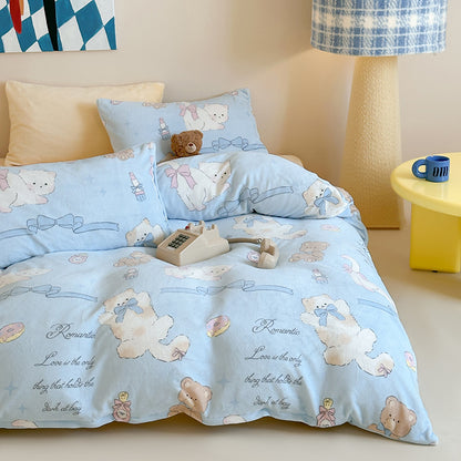 Kinderbettwäsche-Set mit niedlichem Dackelprint aus weichem Baumwoll-Musselin