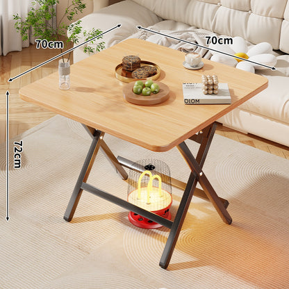 Faltbarer quadratischer Kaffee- und Beistelltisch mit Marmor-Effekt-Top und zusammenklappbarem X-Beinrahmen