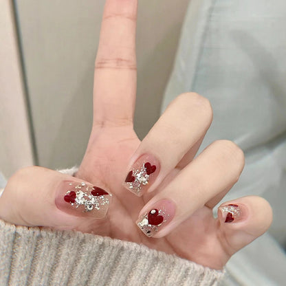 Romantisches Herz-Design Press-On Nail Set