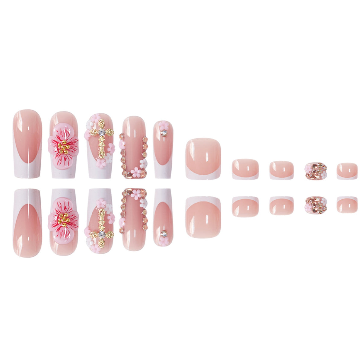 Floral Accent Press-On Nail Art Set Brehn
