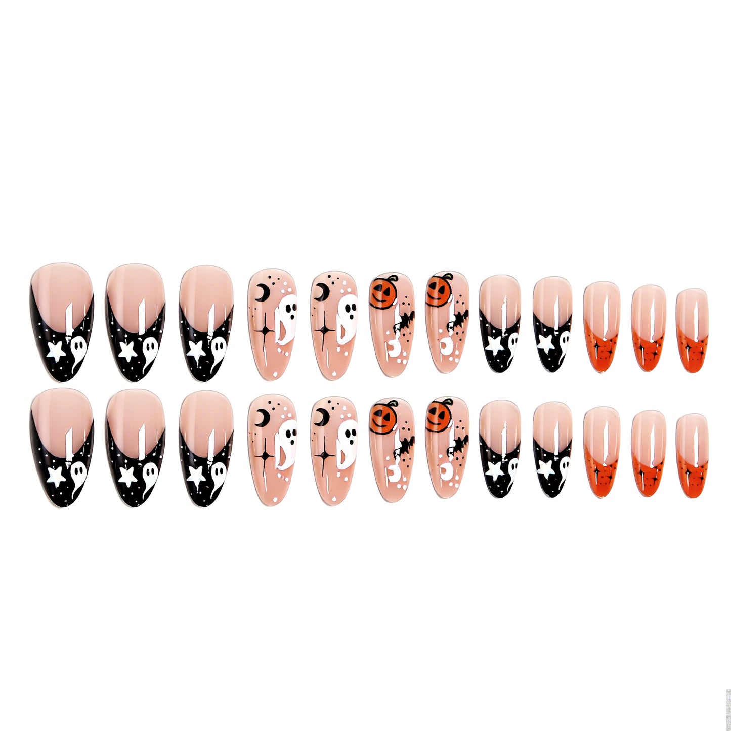 Kunstnägel im Halloween-Design mit Geistern und Kürbis-Motiven Brehn