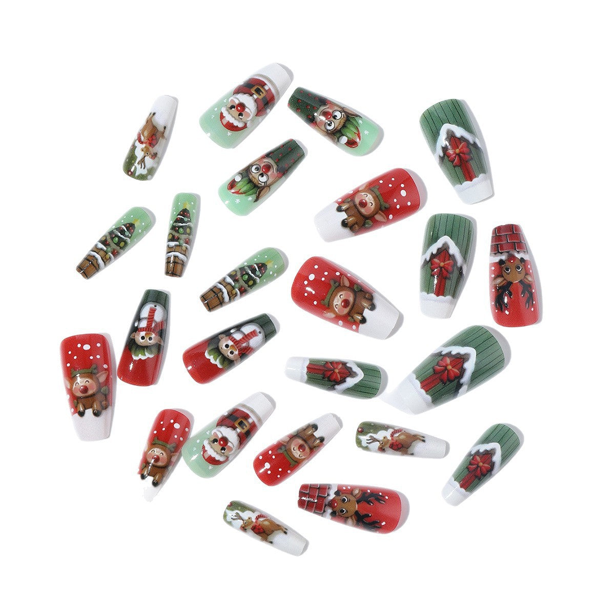 Weihnachtskunstnagelset mit niedlichen Weihnachtsmotiven Brehn