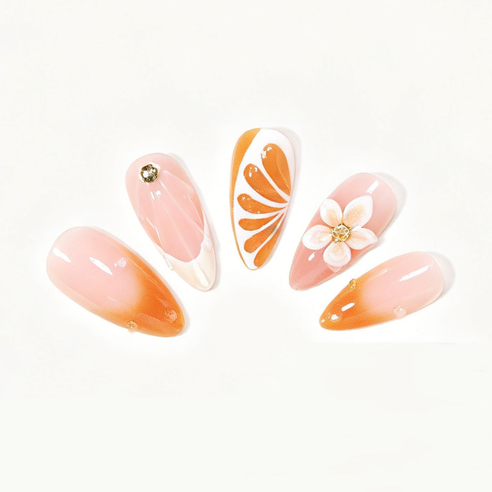 Künstlerisches Floral Press-On Nagelspitzen-Set Brehn