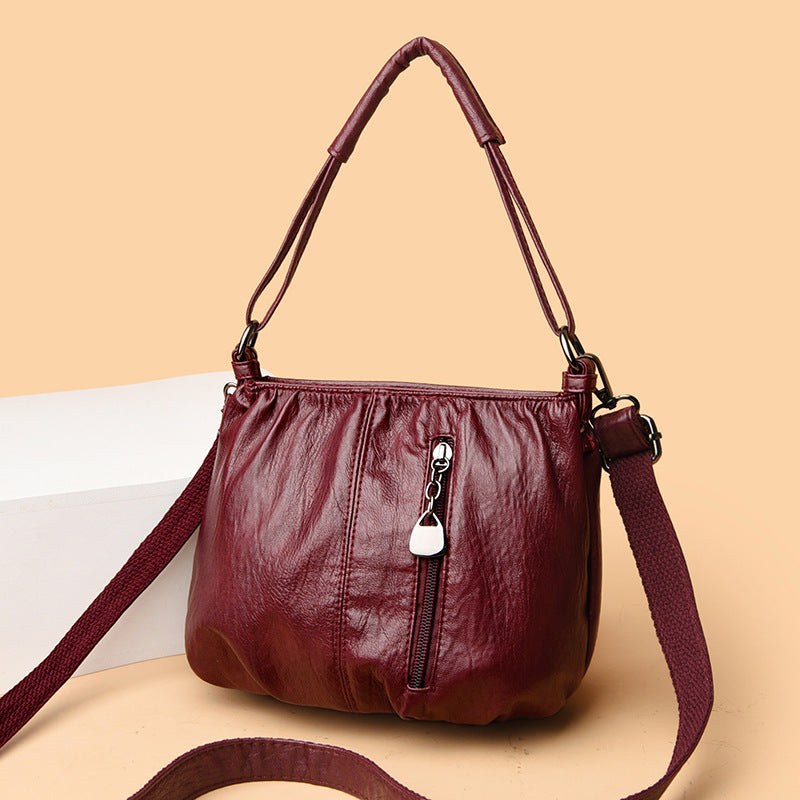 Lässige Leder Schultertasche