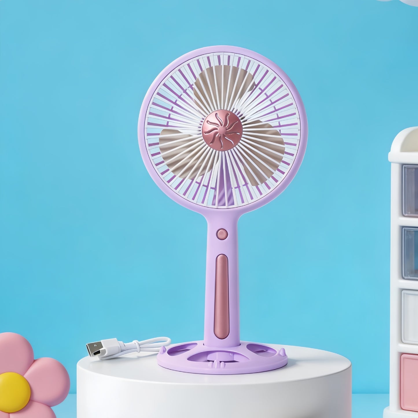 Damen Tragbarer Tischventilator mit kraftvollem Akku und USB-Ladefunktion Brehn