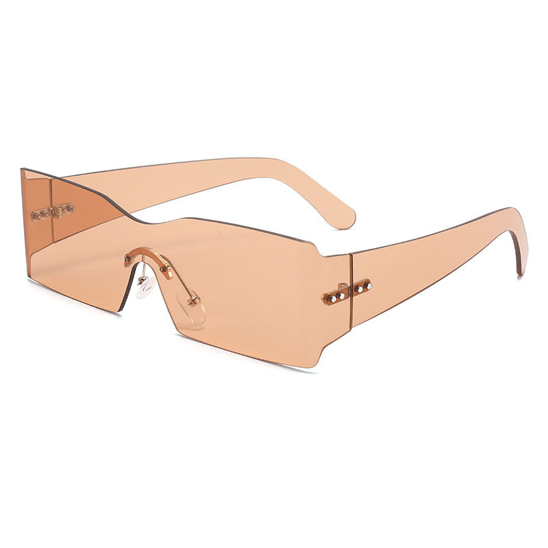 Damen futuristische Mode-Sonnenbrille mit transparentem Gestell Brehn