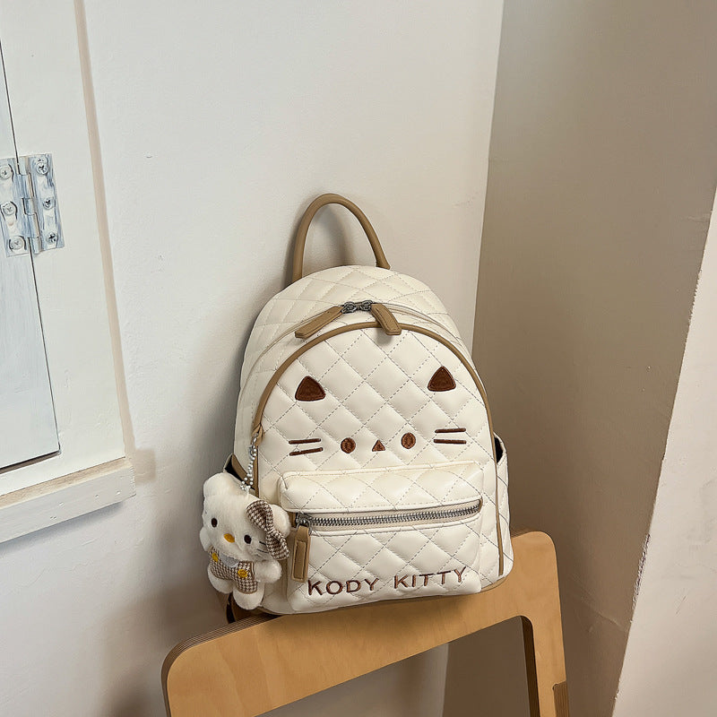 Süßer, gesteppten Katzenkopf Mini Schulrucksack