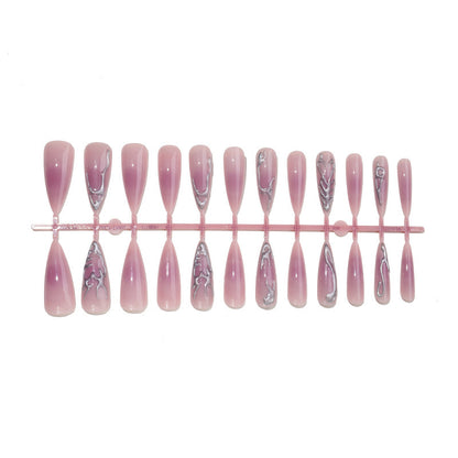 Kreatives Kunstnagelset mit elegantem Farbverlauf und marmorierten Details Brehn