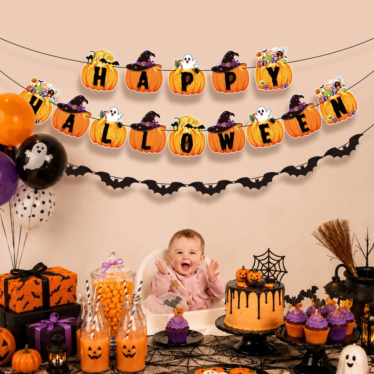 Halloween-Girlande mit Fledermaus-Motiv