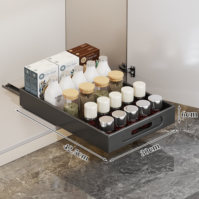 Ausziehbarer Schrank-Schubladenorganizer mit Ausschnittgriff und flachem Design