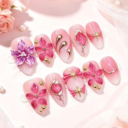 Dekoratives Floral Press-On Nagelset