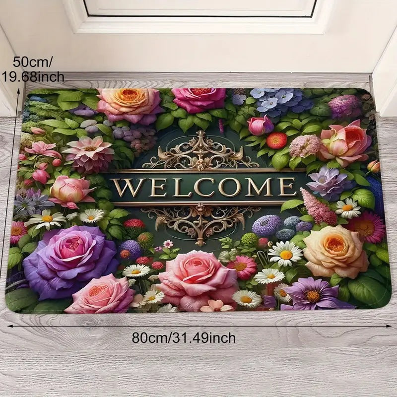 Blumenmuster Willkommensmatte Brehn