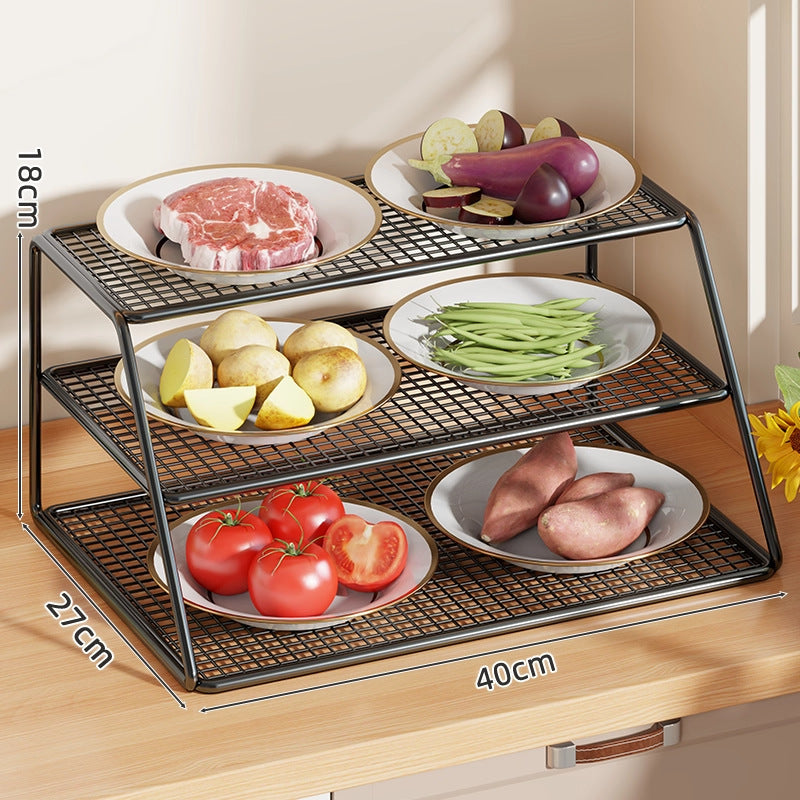 Vierstufiger Mesh-Küchenarbeitsplatten-Organizer-Rack