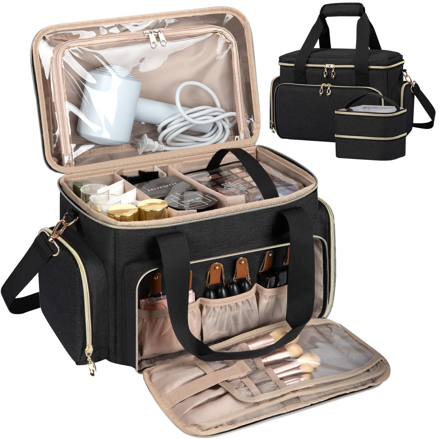Kosmetik-Organizer-Tasche mit Mehrfacher Unterteilung und Transparenten Fächern Brehn