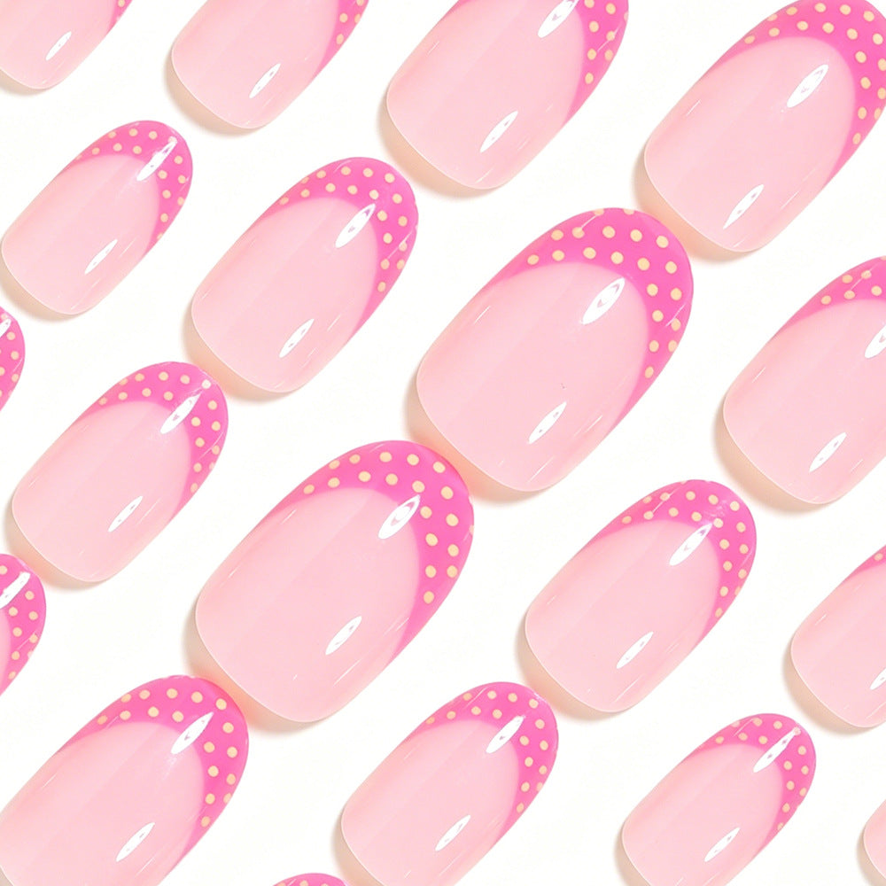 Künstlerisches Polka-Dot-Französisch-Spitzen-Nagelset Brehn