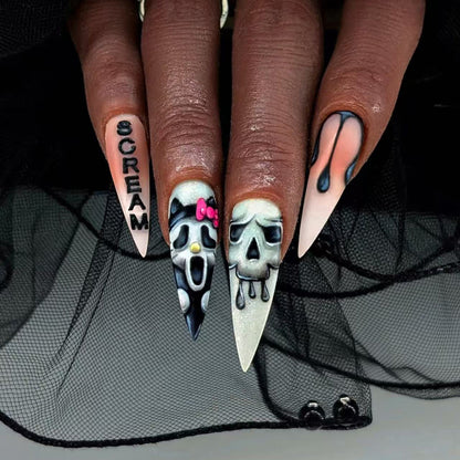Künstlerisch Horror-Themen Stiletto Nagelkunst Brehn